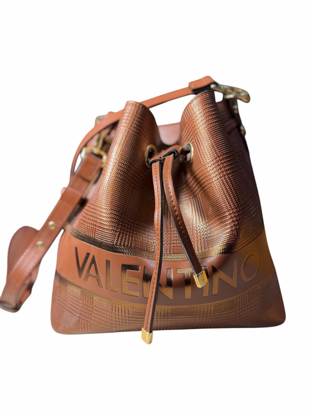 Valentino by Mario Valentino Brown Leather Bucket Shoulder Bag – Made in Italy